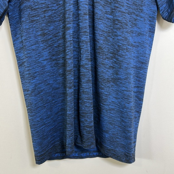 Lululemon Metal Vent Tech Polo Shirt Mens Blue Black Seamless Training Sz M - Picture 4 of 9